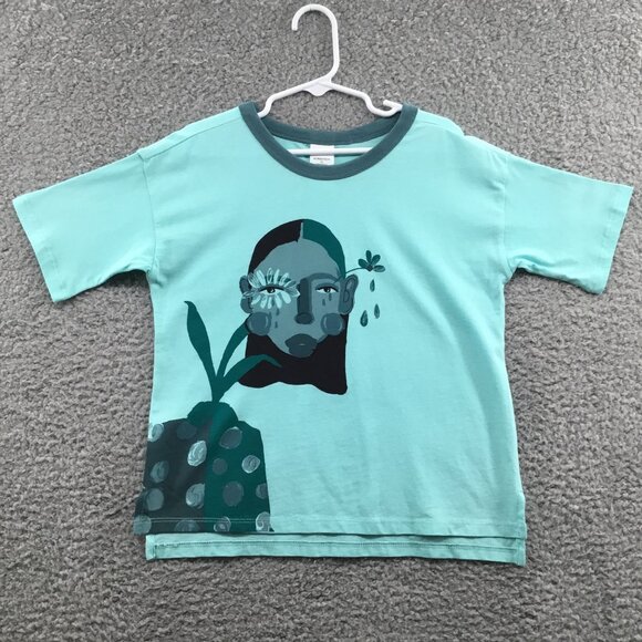 Nordstrom by Cristina Martinez Girl's Cotton Graphic T-Shirt Green 6 - Picture 1 of 3